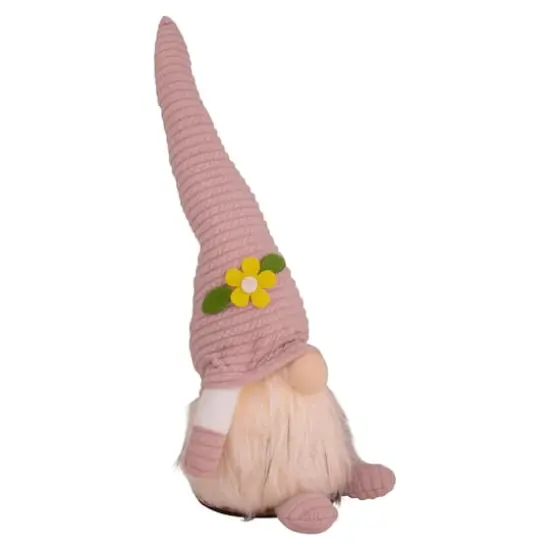 12" Lighted Pink Spring Gnome with Flower Hat {5}