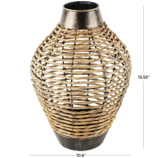 16" Brown Seagrass Handmade Twisted Vase {6}