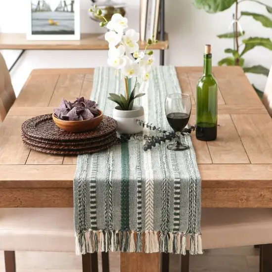 DII&reg; 108" Braided Stripe Table Runner Dark Green {5}