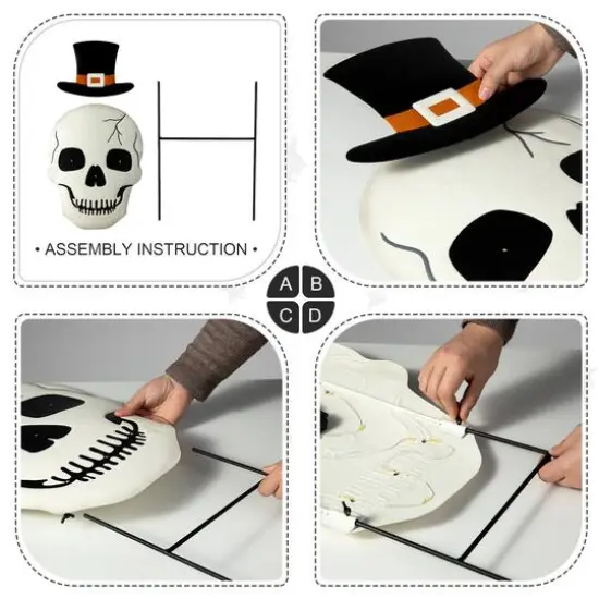 Glitzhome&reg; 38" Lighted Halloween Metal Skull Yard Stake with Timer {7}