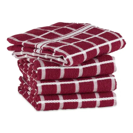 DII&reg; Solid Windowpane Terry Dishtowels, 4ct. Wine {5}