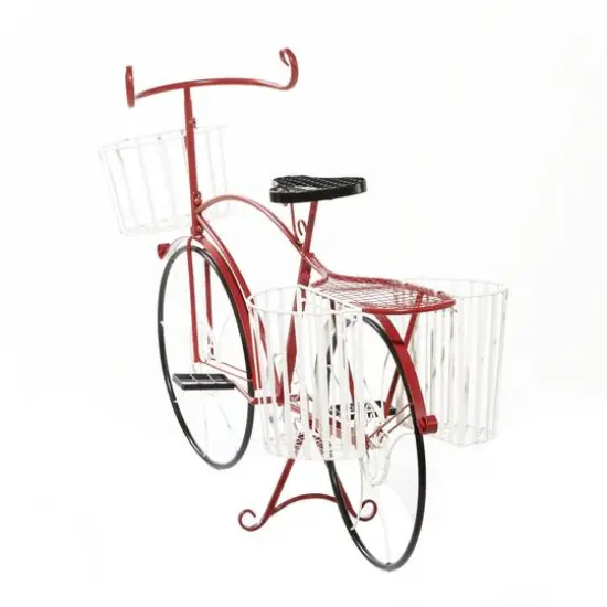 52" Red Metal Farmhouse Bicycle Planter {6}