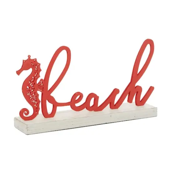 19" Red Coastal Beach Sign {1}