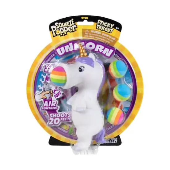 White Unicorn Squeeze Popper with Sticky Target {3}