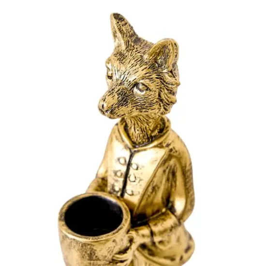 American Art Decor The Fox and Rabbit Gold Resin Tabletop Bar Decor - 8" x 2.25" x 2.25", 8.75" x 2" x 2.25" {4}