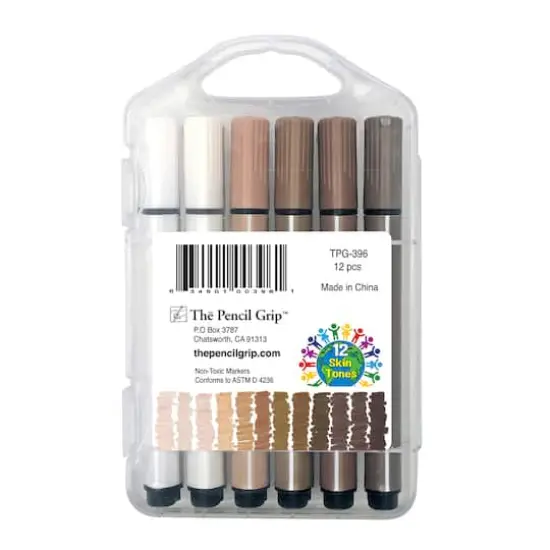 The Pencil Grip Magic Stix Triangular Global Skin Tone Washable Markers, 6 Packs of 12 {6}