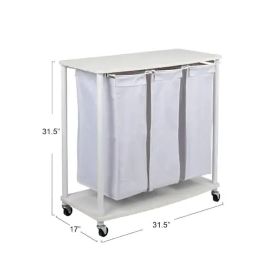 Household Essentials 3-Bag Laundry Sorter with Laminate Shelving White {5}