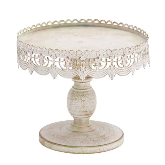 White Iron Farmhouse Cake Stand, 9" x 10" x 10" {1}