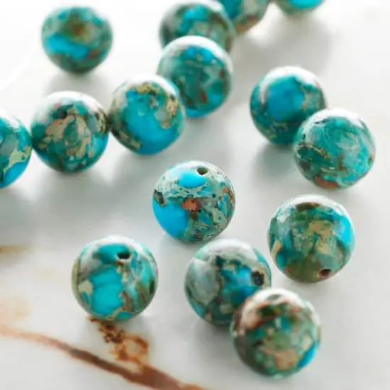 Turquoise Dyed Imperial Jasper Round Beads, 10mm by Bead Landing™ {3}