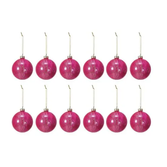 Hello Honey&reg; 12 Pack 3" Pink Glitter Glass Ball Ornaments {1}