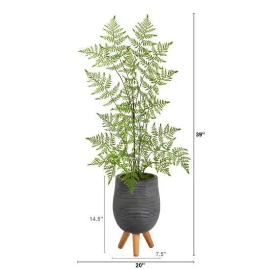 3ft. Ruffle Fern Tree in Gray Planter with Stand {3}
