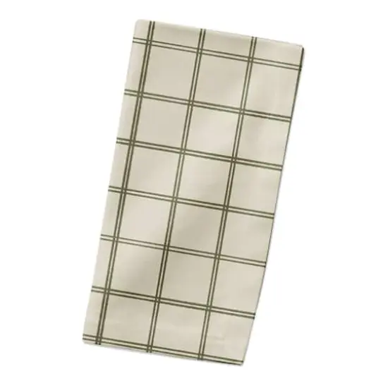 Green & Cream Check Cotton Twill Napkin {3}