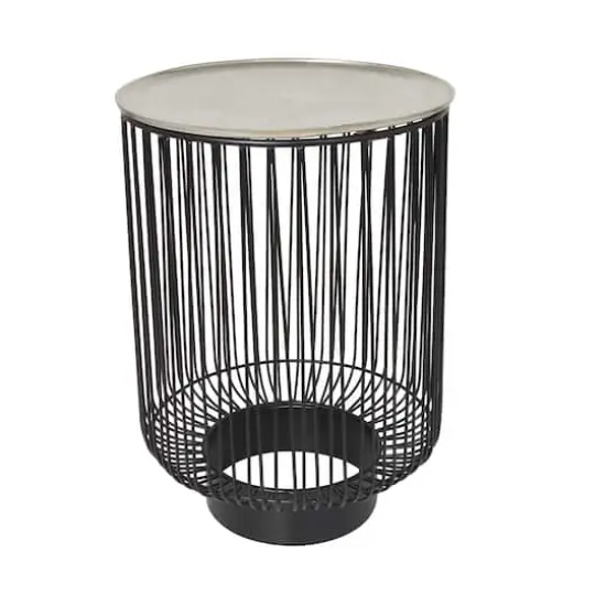22" Black Aluminum Open Frame Wire Accent Table {1}