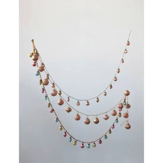Hello Honey&reg; 6ft. Pink & Gold Marbled Mercury Glass Ornament Garland {4}