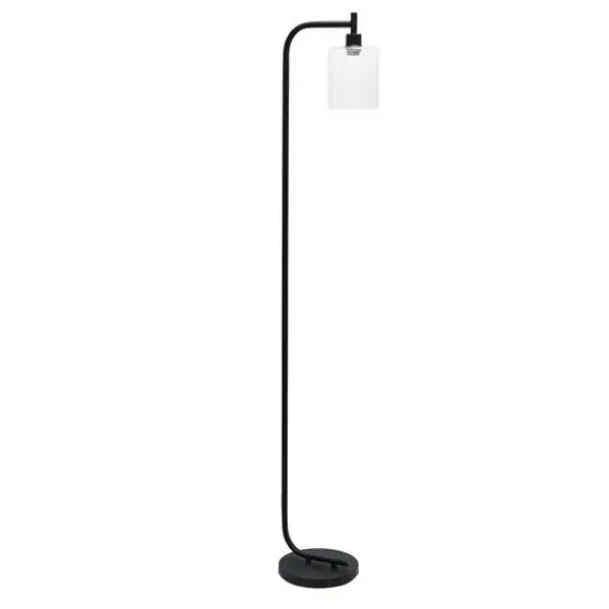 Simple Designs&trade; Iron Lantern Floor Lamp with Glass Shade Black {11}