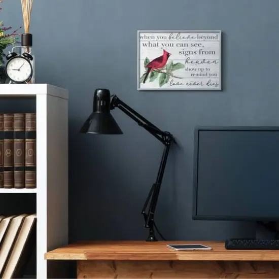 Stupell Industries Love Never Dies Cardinal Wall Art in Gray Frame {3}