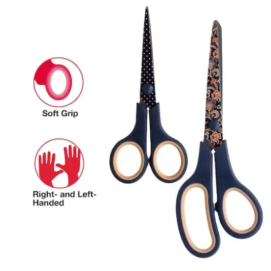 SINGER&reg; Paisley Polka Dot Printed 8.5" Fabric Scissors & 5.5" Detail Craft Scissors Set {6}