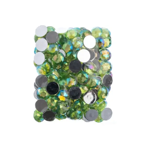 John Bead 16mm AB Acrylic Round Flat Back Rhinestones, 200ct. Peridot AB {4}