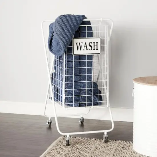 White Metal Farmhouse Storage Basket {6}