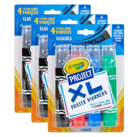 Crayola&reg; Project XL Classic Poster Markers, 3 Packs of 4 {1}