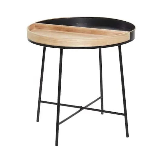 22" Black Metal Contemporary Accent Table {1}