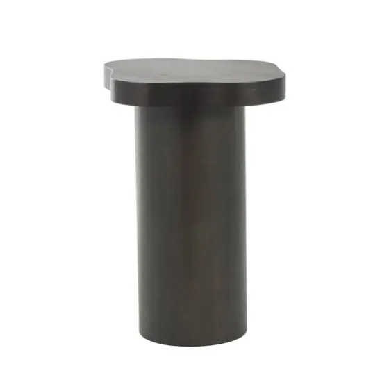23" Black Pedestal Side End Accent Table with Rounded Square Top {9}