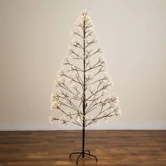 6ft. Pre-Lit Artificial Halloween Black Starburst Tree with 1680 Fairy Warm White LED Lights {9}