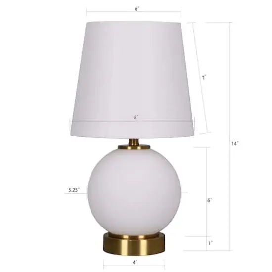 14" Gold & White Glass Table Lamp with White Fabric Shade by Ashland&reg; {5}