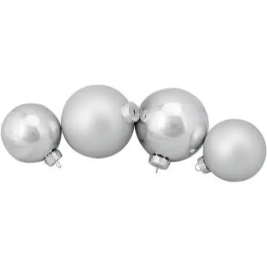 72ct. 4" Silver Shiny and Matte Christmas Glass Ball Ornaments {3}