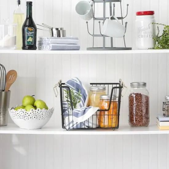 DII&reg; Medium Rectangle Metal Basket Black/Gold {6}