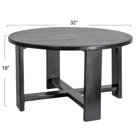 Hello Honey&reg; Elegant Acacia Trestle Round Coffee Table Black {6}