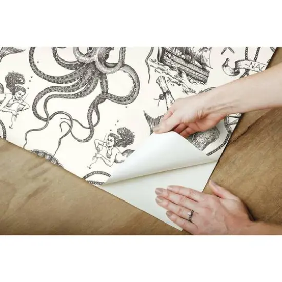 RoomMates Deep Sea Toile Peel & Stick Wallpaper Black and White {11}