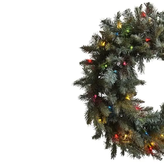 30&rdquo; Pre-Lit Pine Wreath with Colored Lights {3}