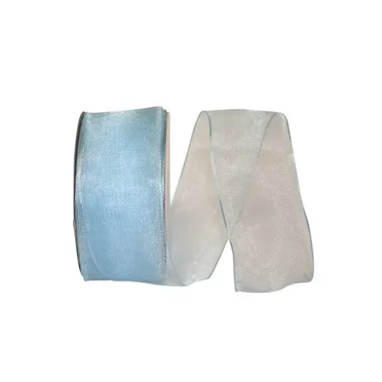 JAM Paper 1.5" x 25yd. Elegant Sheer Wired Ribbon Light Blue {1}