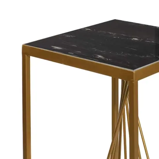 Set of 2" Gold Marble Contemporary Accent Table 30", 26" {5}
