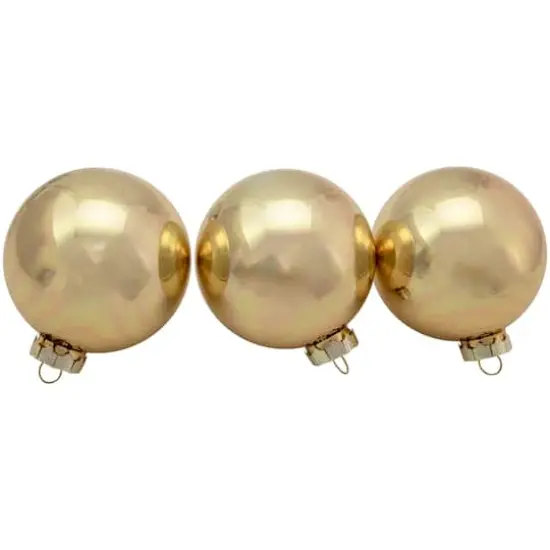 6ct. 3" Champagne Gold 2-Finish Glass Ball Ornaments {5}