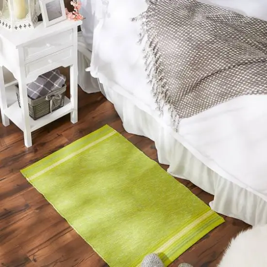 DII&reg; Modern Stripe Variegated Handwoven Recycled Yarn Rug, 2ft. x 3ft. Avocado {6}