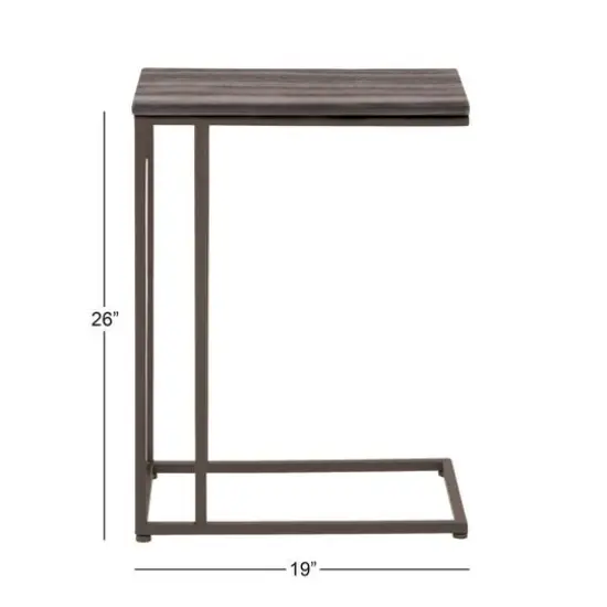 2ft. Gray Iron and Wood Contemporary Accent Table {7}