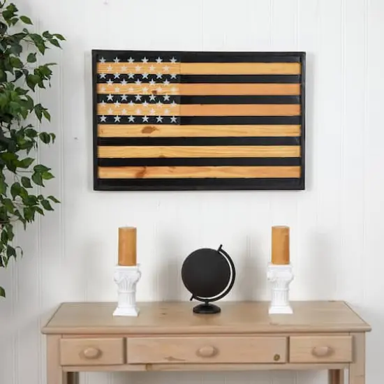 36" Dark Wood American Flag Wall D&eacute;cor {3}
