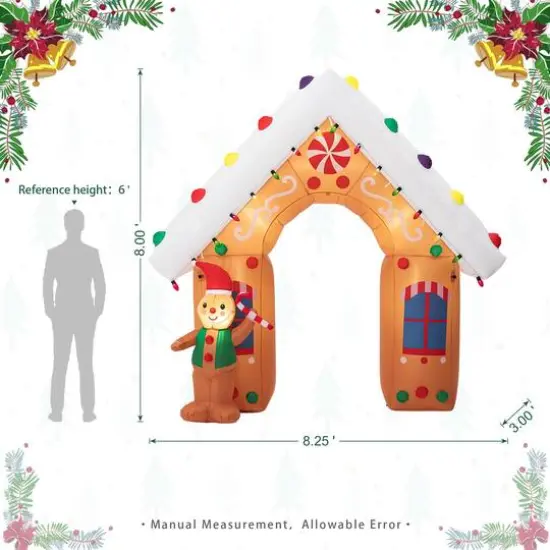 Glitzhome&reg; 8ft. LED Lighted Gingerbread House Inflatable D&eacute;cor {9}