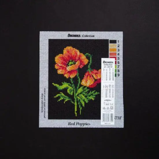Orchidea Needlepoint Canvas For Halfstitch Without Yarn Red Poppies - Printed Tapestry Canvas {3}