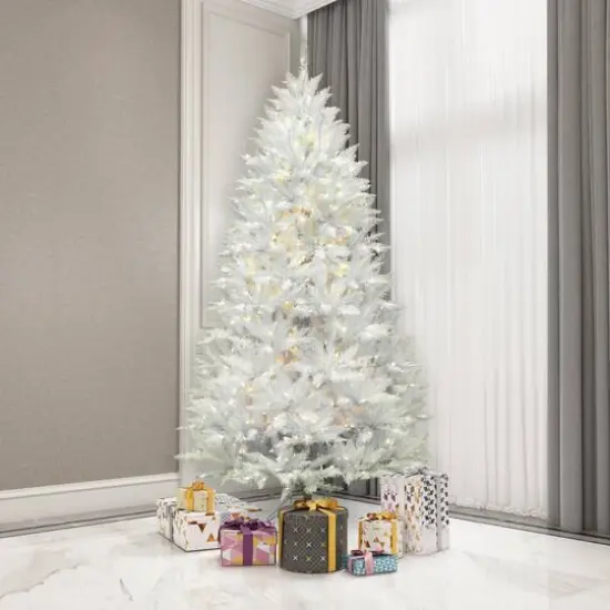 8.5ft. Pre-Lit Sparkle White Spruce Artificial Christmas Tree, Pure White LED Lights {3}