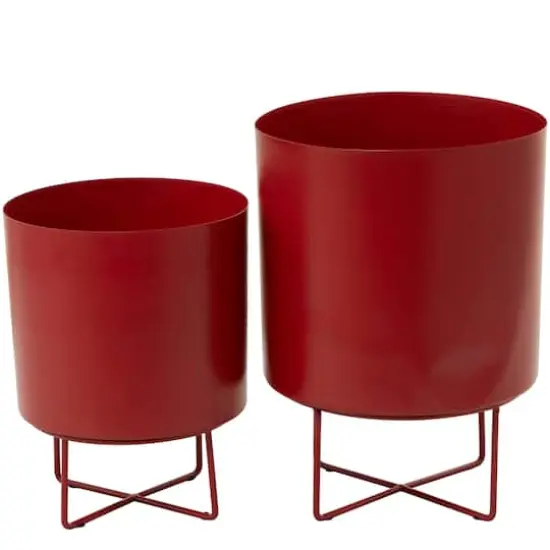 CosmoLiving by Cosmopolitan Red Metal Planter Set {5}