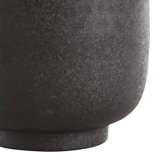 12" Black Textured Rounded Metal Vase {6}