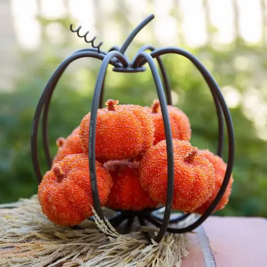 Flora Bunda&reg; Beaded Orange Pumpkins Set {4}