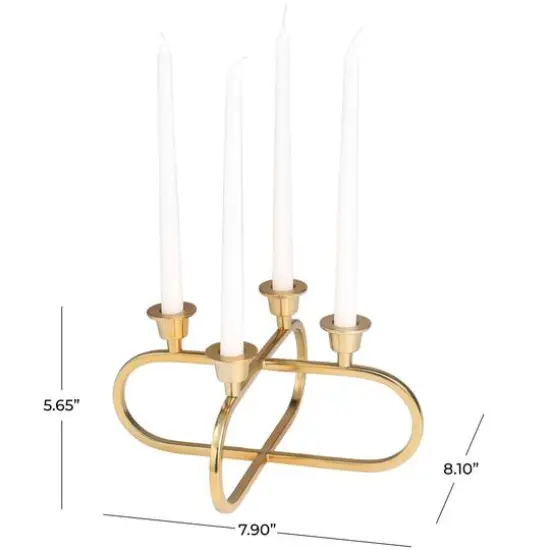 Gold Stainless Steel Overlapping Oval Geometric Candelabra {6}