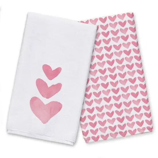 Watercolor Heart Tea Towel Set {1}