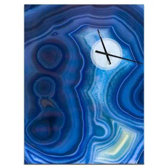 Designart 'Blue Agate Stone Design Modern Rectangular Wall Clock {1}