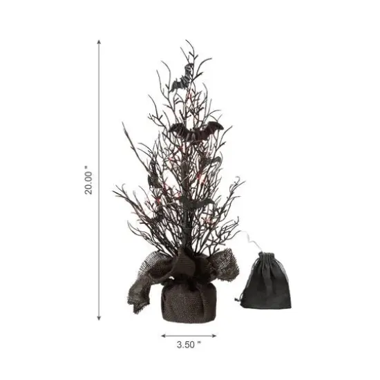 Glitzhome&reg; 20" Lighted Halloween Bats Table Tree Decor {4}