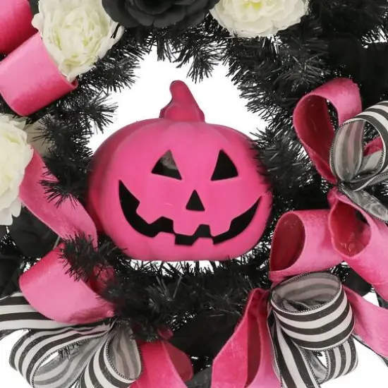 24" Pink Jack-o'-Lantern Wreath by Ashland&reg; {5}